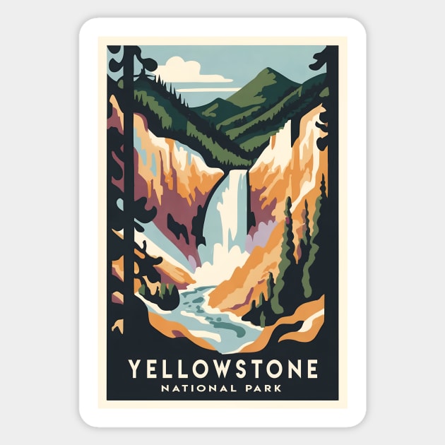 Yellowstone National Park Vintage Poster Sticker by GreenMary Design